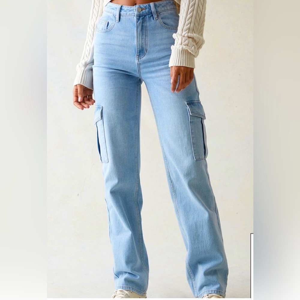 PacSun: Light Blue '90s Boyfriend Cargo Jeans